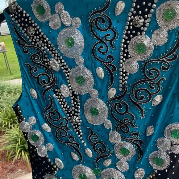 Showtime Blue Western Horse Show Outfit with Black Undershirt Size S/M